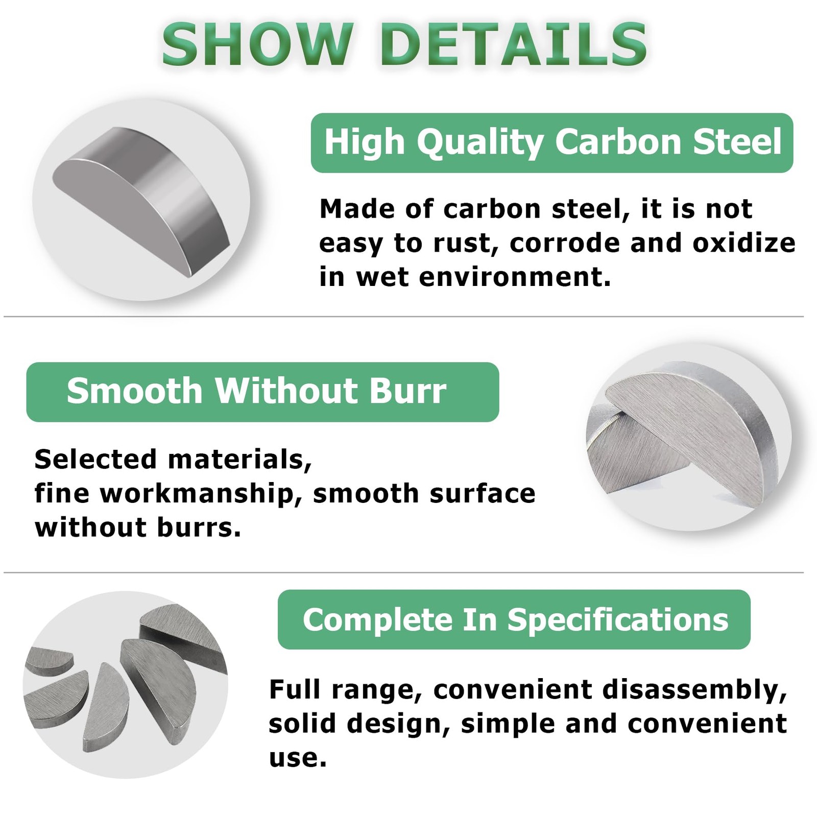110PCS Metric Woodruff Key Assortment Kit, 15 Sizes Carbon Steel Woodruff-Key
