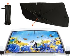 UOER Butterfly Car Windshield Sun Shade Umbrella Sunflowers for Most Vehicles