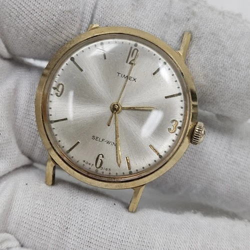 Vintage 1960s Timex Self-Wind Watch 4047 3163 Runs Automatic Parts/Repair