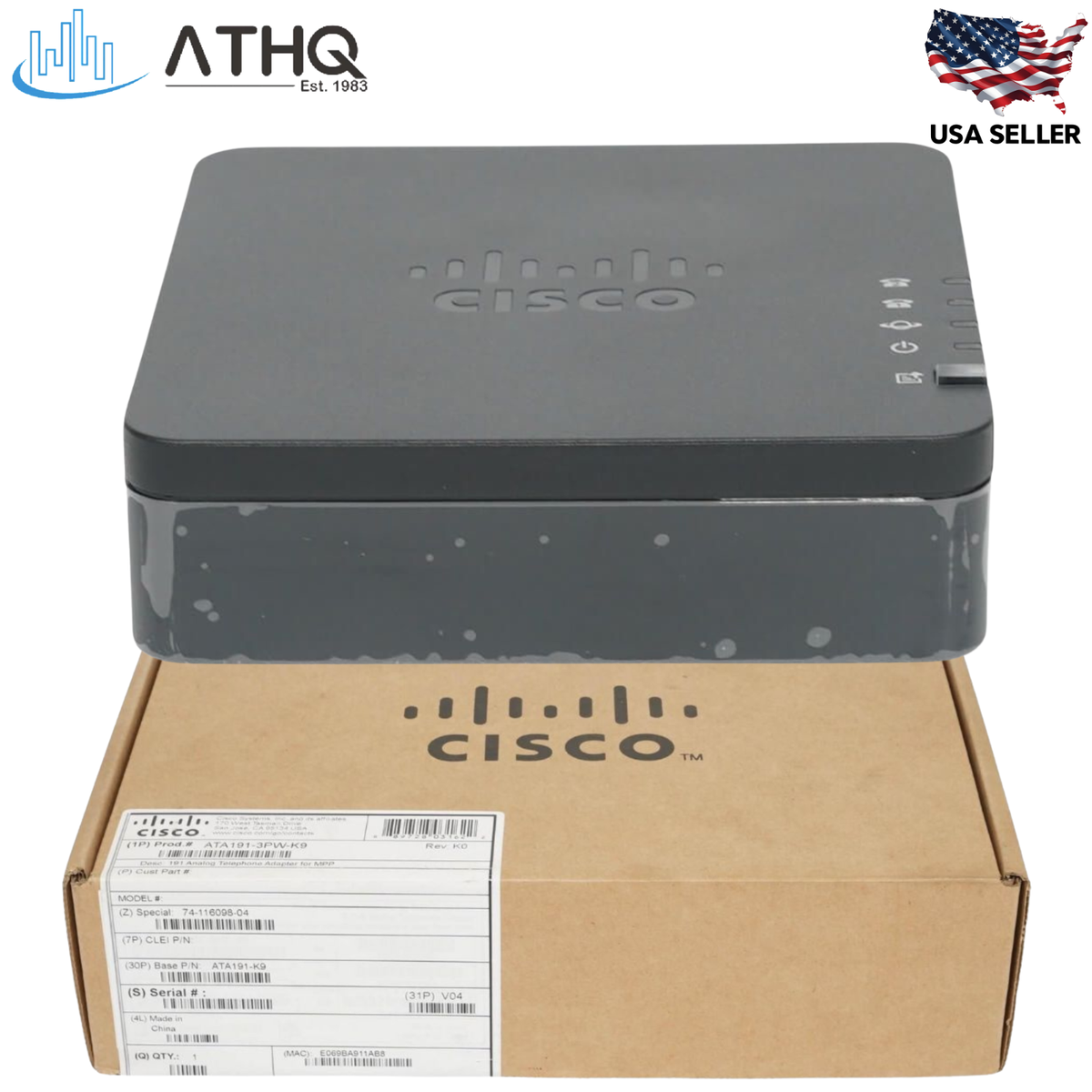 Cisco ATA191-3PW-K9 2-Port FXS Analog VoIP Telephone Adapter SIP
