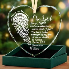 Sympathy Gifts Christian Religious Heart Glass Ornament for Memorial Gif