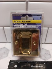 Hillman Solid Brass Pocket Door Pull 852727 Bright Brass Finish Ships Free