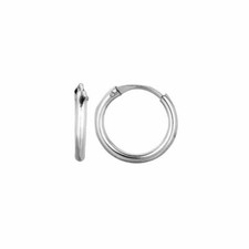 Polished Endless Huggie Hoop Earrings Real 14K White Gold 0.3gr