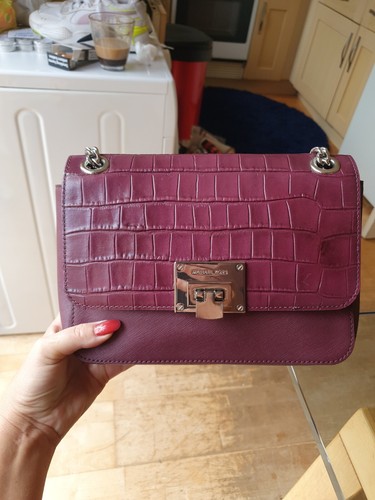 MICHAEL KORS "Tina" Bag Crossbody Chain Flap plum / purple Leather - 第 3/12 張圖片
