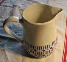 Vintage WAKU Feuerfest deutsche Keramik Kanne Milch - Krug blau Spritzdekor