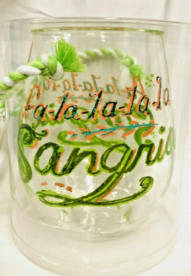 Copa de vino sin tallo de Navidad "Fa La La La Sangria" acrílico, 12 oz C.R Gibson Foto 3 de 3
