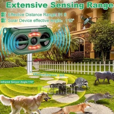 Solar Ultrasonic Bird Repellers Pest Control Scarer Deterrent Fox Motion Sensor