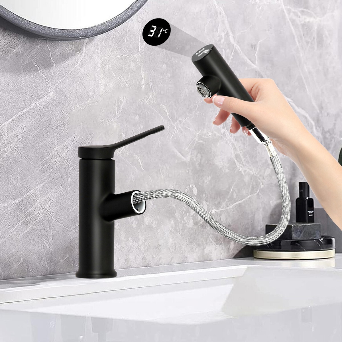 G1/2 Ausziehbare Wasserhahn-Düse Für Küche & Bad – Mit Sprühfunktion, ABS Silber, Einfach Zu Installieren