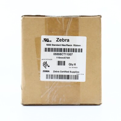 *6 Pack* Zebra 5555 Wax Resin Ribbon 05555CT11007 4.33'' x 243' ZD420 ZD421C -NEW
