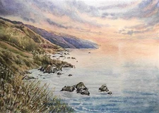 Original Artwork Modern Painting Landscape BIG SUR USA CA Nautical Seascape A4