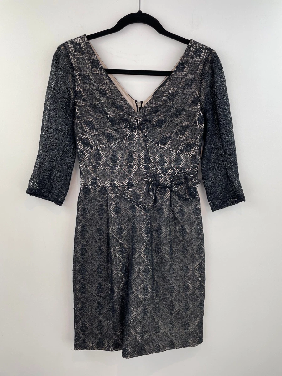 chinese dress ladies Marc by Marc Jacobs // Black & White Silk Pleated Lace Dress  VSP  Consignment