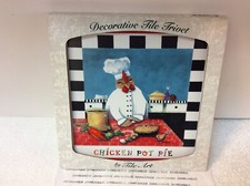 TILE ART TRIVET CHICKEN POT PIE New in Box 8” by 8” Ceramic Made in USA