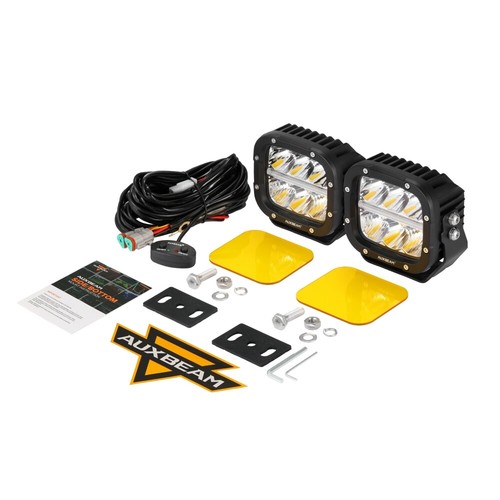 AUXBEAM 5" INCH LED Driving Fog Pods Work Light Bar w/ Amber DRL & Black Cover - Picture 10 of 12