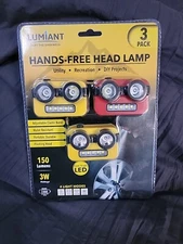 Lumiant~3pk Hands-Free Head Lamp, Super Bright 150 Lumen Headlamp Light/New