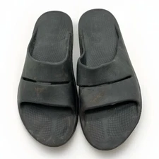 Oofos OOahh Mens Size 10 Black Beach Walking Outdoor Slide Recovery Sandals