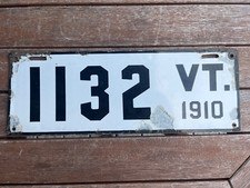Vermont 1910 PORCELAIN License Plate # 1132
