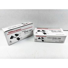 Office Depot Binder Clips Medium Black 24 Clips NEW Two-12 count boxes