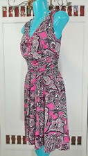 INC Womens Dress Faux Wrapped Sleeveless Paisley Pattern Pink Size XS 