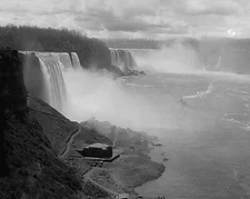 Early 1900's View of Niagara Falls, Boat, Photo, B&W, New Reproduction Picture