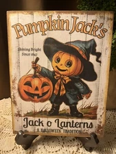 Pumpkin Jack's Jack O Lanterns, Retro Halloween Handcrafted Sign / Plaque