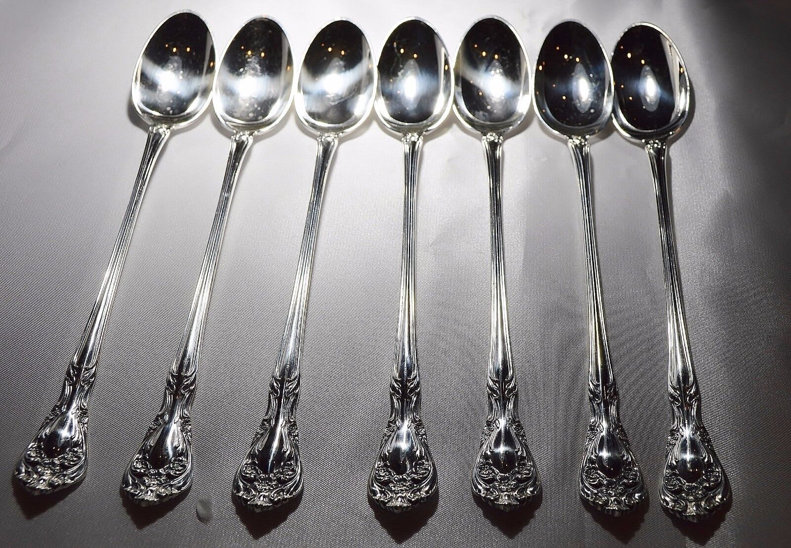 CHATEAU ROSE ALVIN STERLING ICE TEA SPOON SET OF 7!! Free Shipping 