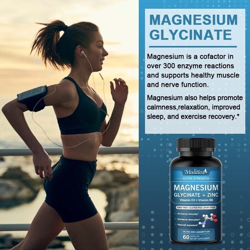 Magnesium Glycinate 500MG With Zinc For Improved Sleep, Stress