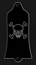 GUITAR TRUSS ROD COVER - Engraved - GIBSON USA - SKULL BONES - BLACK SILVER