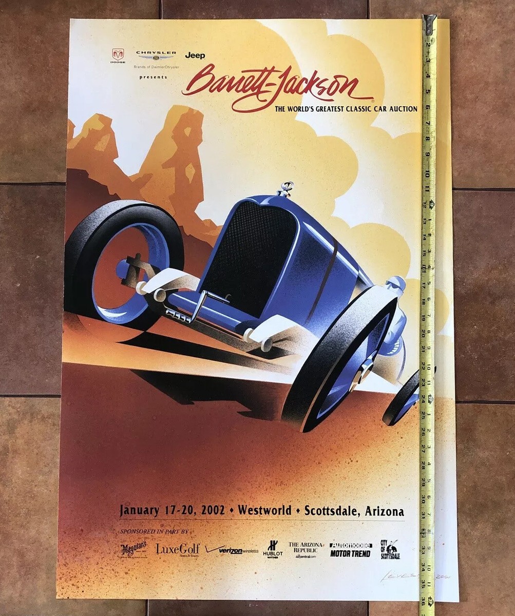 Barrett Jackson 2002 Classic Car Auction Poster 24”X36”. Artist