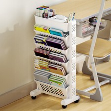 Storage Trolley Bookshelf Slide Out Rolling Utility Cart Storage Shelf File Rack