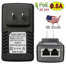 24V 0.5A Wall Plug POE Injector Ethernet Adapter IP Phone/Camera Power Supply US