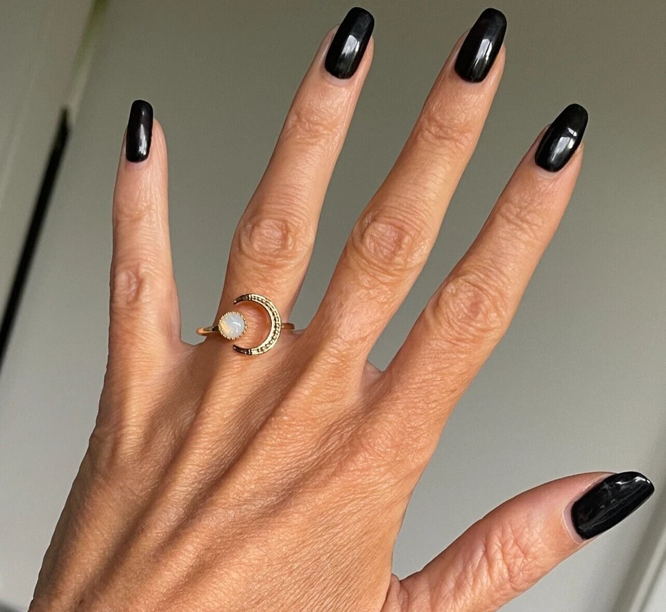 Ring Mond silber Opalite Planeten Himmelskörper Geschenk Frau Freundin Mutter - Bild 3 von 4