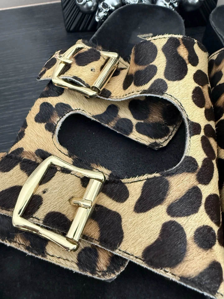 V By Very UK Size 7 Black And Beige Animal Print Buckle Sandal Shoes - Image 4 of 4