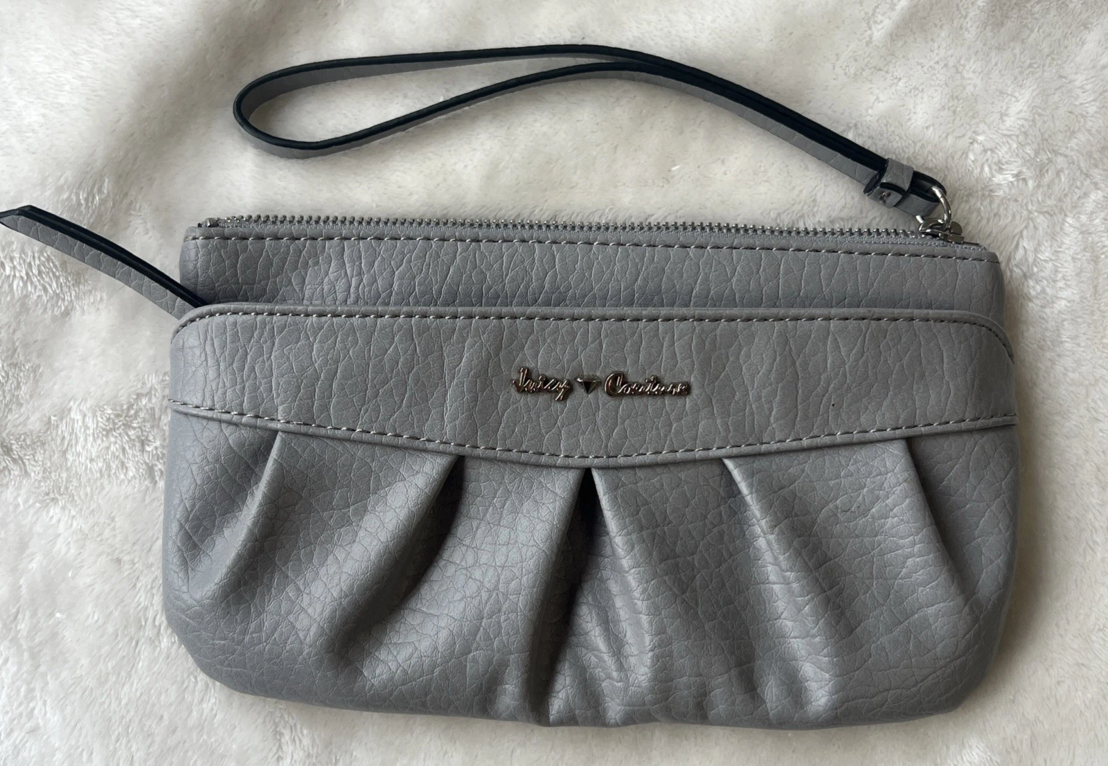 NUOVO! Portafoglio da polso vintage Y2K Juicy Couture grigio blu royal fodera preparazione