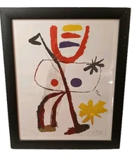 Joan Miro, "Against The Stars"  1997 Printed In Italy. 22 1/2 X 18 1/2 Framed.