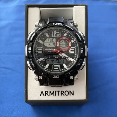 Armitron Pro Sport Mens Watch 52mm Black Dial Resin 20/5270 Analog Digital NEW