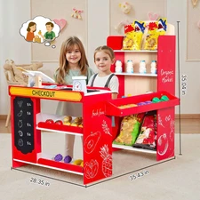 Kids Grocery Store Playset Supermarket Play Toy Set with Cash Register