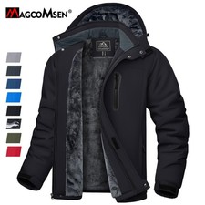 Men's Waterproof Skiing Jacket Fleece Winter Coat Outdoor Warm Jackets with Hood