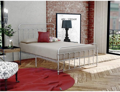 Garland Full Bed Frame with 6 Metal Legs - Silver Powder Coated