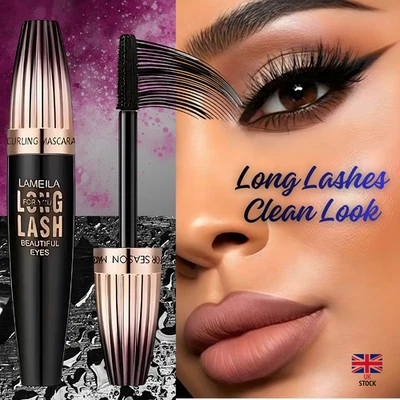 VOLUME MASCARA 4D Waterproof Eyelash Black Silk Fiber False Lash Mascara Extension Volume UK