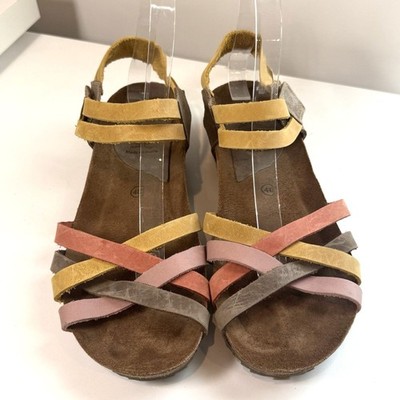 Inter Bios Sandals Strappy Suede Leather Footbed Comfort Multicolor 9/40 Earthy