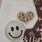 Handmade Beige/Brown Canvas Reusable Tote Bag  Heart Star Smiley Patch — photo 3