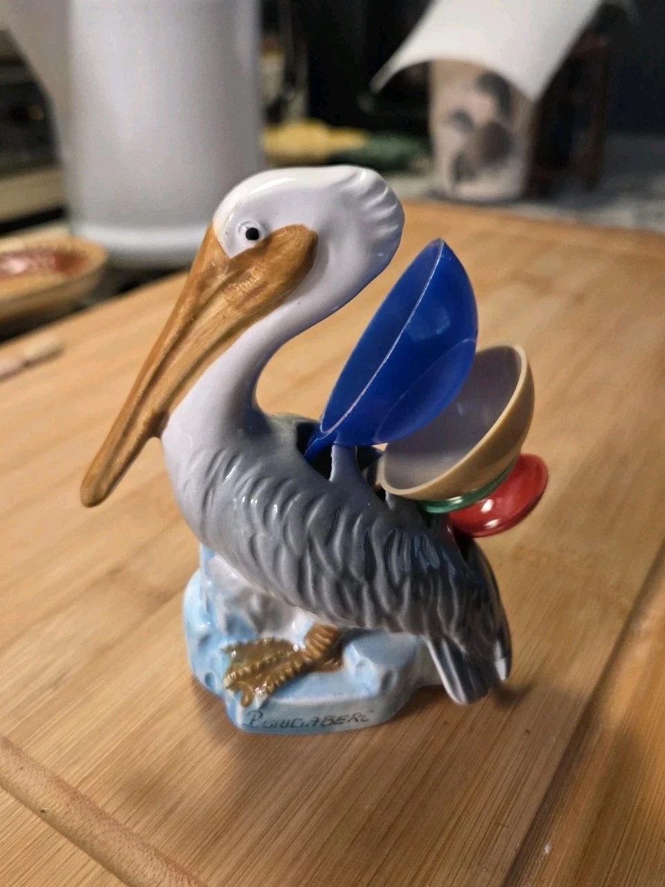 Vintage Pelican Measuring Spoon Holder. 4.25" Bundaberg Australia
