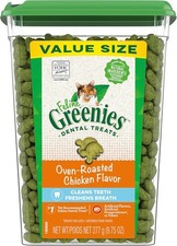 FELINE GREENIES Adult Dental Cat Treats Catnip Flavor 9.75 oz. Tub