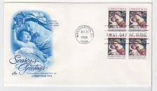 TurtlesTradingPost- Christmas Madonna 1994 FDC  #2871 Artcraft Block of 4