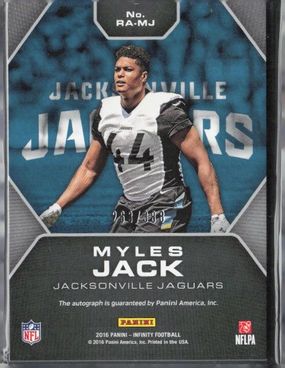 2016 Panini Infinity Myles Jack #RA-MJ Rookie Autographs # 263/388 Jaguars - Image 2 of 2