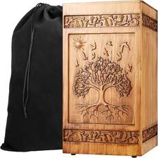 Wooden Urn for Ashes Adult Man, Hand Carved Wooden Urn Box for Cremation, Burial