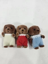 Calico Critters Sylvanian Families 3x Dolls Chocolate Lab Baby Triplets Puppies 