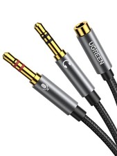 UGREEN Headphone Splitter for Computer 3.5mm Female to 2 Dual Male Black