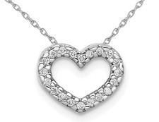 1/15 Carat ctw Diamond Heart Pendant Necklace in 14K White Gold with Chain