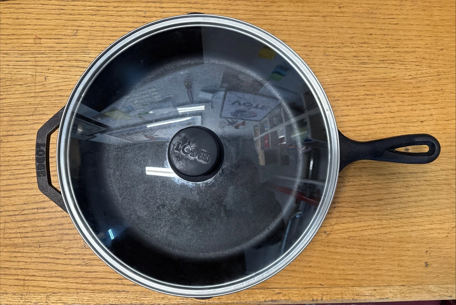 Vintage LODGE 10SK Cast Iron Skillet 12" Frying Pan Double Hand Pour USA